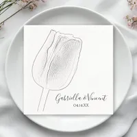 Tulip Sketch Spring Wedding Napkins