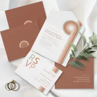 Refined Lines Geometric Wedding Terra Cotta ID983 All In One Invitation