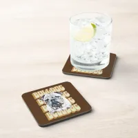 English Bulldog with Retro Font Beverage Coaster