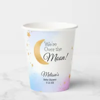 Dreamy Pink Blue Over the Moon Baby Shower Party Paper Cups