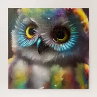Fluffy Cute Colorful Owl Jigsaw Puzzle