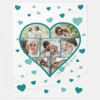 Hearts Photo Collage Fleece Blanket - Vertical