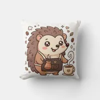 Cute Hedgehog Barista Apron Throw Pillow