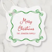 Whimsical Hand Drawn Bow Christmas Gift Favor Tags
