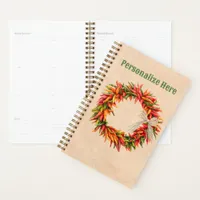 Southwest Chile Ristra Wreath on Adobe Wall Planner