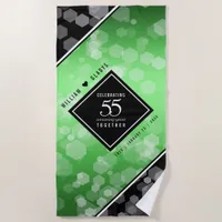 Elegant 55th Emerald Wedding Anniversary Beach Towel