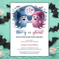 Blue Pink Boo y or Ghoul Halloween Gender Reveal Invitation