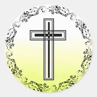 Yellow and Black Cross Religious Stickers