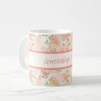 Abstract Watercolor Small Peach Pink Flowers Coffee Mug