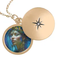 Ethereal Fantasy Art Princess Warrior Beautiful   Gold Plated Necklace