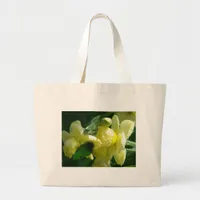 Daffodils With Water Droplets Large Tote Bag