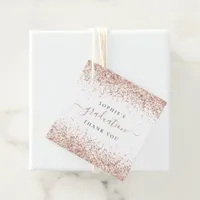Rose Gold Glitter Name Graduation Thank You Favor Tags