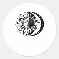 Whimsigoth Watercolour Sun Moon Witchy Classic Classic Round Sticker