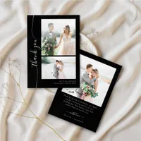 Romantic Script Multiple Photo Wedding Thank You Card