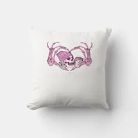 Halloween Skull Heart Hands Skeleton Beanie Throw Pillow