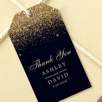 Gold Confetti Navy Blue Wedding Favor Gift Tags