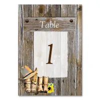  Cowboy Boots and Sunflowers Table Number Wedding