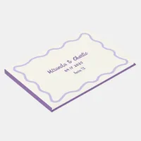 Whimsical Minimal Wavy Border Handwritten Lavender Guest Book