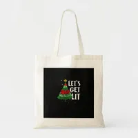 Let's Get Lit Funny Christmas Drinking Men Women Tote Bag