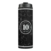 Elegant Black Marble 10 Years Work Anniversary  Thermal Tumbler