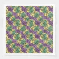 Mardi Gras Masks and Beads Doodle Art Style Paper Dinner Napkins