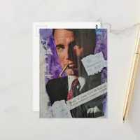 Retro smoker man warning gas prices collage postcard