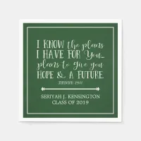 Modern Christian Bible Verse Green Graduation Napkins