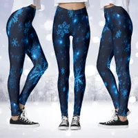 Deep Blue & Bright Snowflakes Leggings