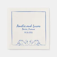 Timeless Handwritten Swan Illustration Wedding Napkins