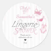 Oh La La Preppy Pink Lace Lingerie Bridal Shower Classic Round Sticker