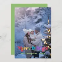 Rainbow Merry & Bright Christmas Photo Holiday Card