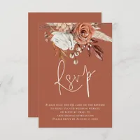 Boho Floral Script QR Code Terracotta Wedding RSVP