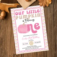 Pink Pumpkin First Birthday Invite