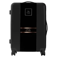 Logo black rose gold monogram initials business luggage