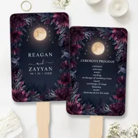 Midnight Garden Moon Wedding Program Hand Fan