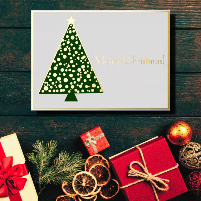 Simple Christmas tree - merry christmas Foil Invitation