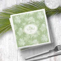 Hawaiian Palm Tree Silhouette Pattern Green ID1093 Paper Dinner Napkins