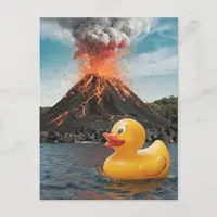 Rubber Duck Surreal Volcano Postcard