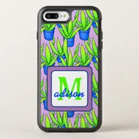 Aloe Vera Plants Pattern Monogrammed OtterBox Symmetry iPhone 8 Plus/7 Plus Case