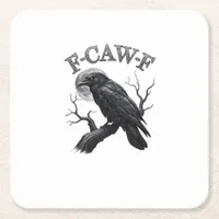 Crow, F-Caw-F Funny Bird Moon Gothic Tri-Blend Cre Square Paper Coaster