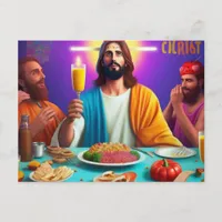 Colorful Funny Jesus at his Birthday Postcard