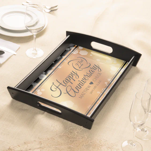 Elegant 22nd Copper Wedding Anniversary Serving Tray