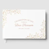 Fall Maple Leaves Celebration of Life Memorial  Foil Guest Book