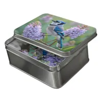 Pretty Blue Jay Standing on Lilac Branches Jigsaw Puzzle