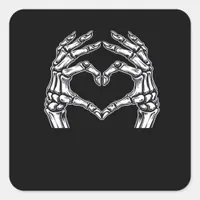 Skeleton Heart Hands Sign Halloween Costume Basic  Square Sticker