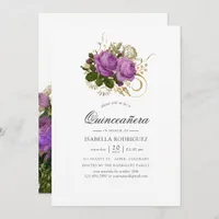 Purple and Gold Vintage Chic Quinceañera Invitation