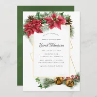 Watercolor Christmas Geometric Bridal Shower Invitation