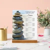 Rock Stack Cairn Spa Salon Services Menu Acrylic Sign