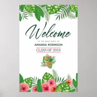 Watercolor tropical Luau Graduation Welcome Poster