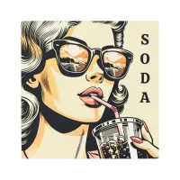 Pop Art Comic Book Pretty Woman Drinking Soda